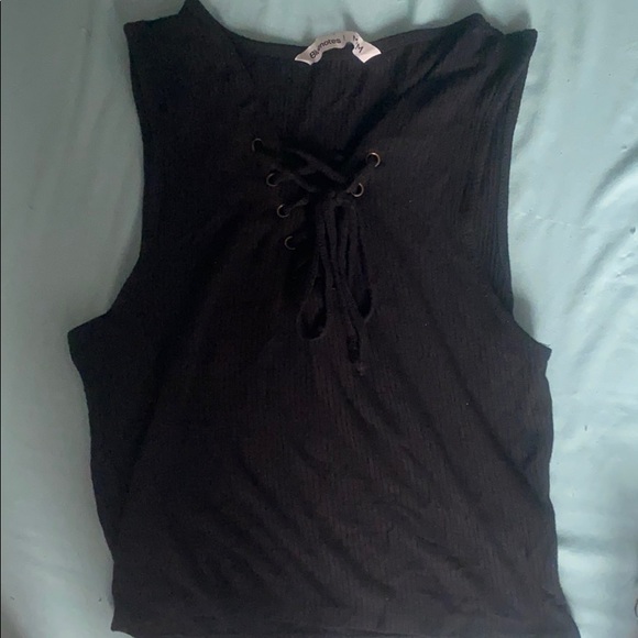 rib knitted chest tied tank top